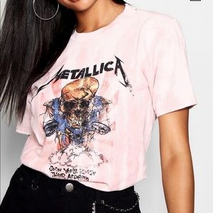 Oversized Pink Tie Dye Metallica T-shirt